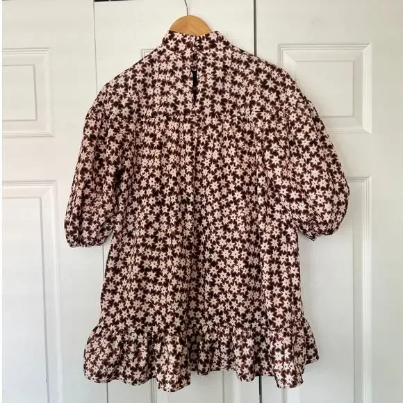 By Anthropologie Long Sleeve Mock Neck Swing Mini Dress with Stars • Size XSP - Picture 3 of 3